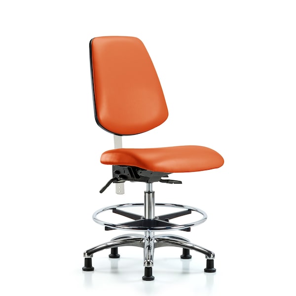 Blue Ridge Ergonomics Clean Room Chair Vin Med Ben Chair, Med, Bk, Orange, CL100, No Arms, 22" to 29" Height, Vinyl BR-NCR-VMBCH-MB-CR-T1-A0-CF-RG-8613 - main
