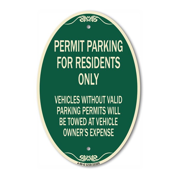 Signmission Permit Parking for Residents Only Vehicles Wi, 12 In X 18 In Architectural, Heavy Gauge Aluminum A-OV-G-1218-23329 - main