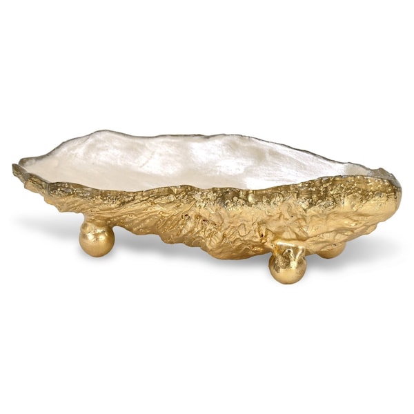 Homeroots 8in Gold Resin Handmade Trinket Tray 713013 - main