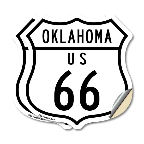 Signmission Oklahoma Route Marker Shield Sign Us 66, 4 inch X 4 inch, Vinyl Decal, 2PK SHI-D-2PACK-4-426 - main