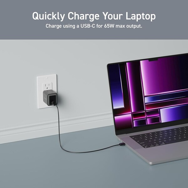 Elecom 65W Smart PD-PPS USB Charger, GaN II Fast Charging, Thermal Protection, TypeC x 1 EC-AC6365BK - main