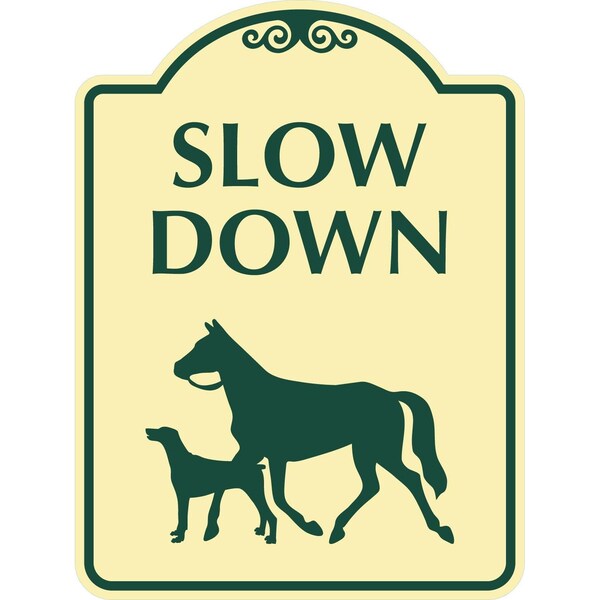 Lyle Slow Down (with Horse Dog Animals Crossing Symbols), 12x18, Engineer Grade, Tan G-2478-EG_12x18 - main