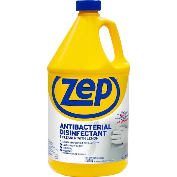 Zep Antibacterial Disinfectant and Cleaner, 128 fl oz (4 quart) Lemon, Blue ZPEZUBAC128 - main
