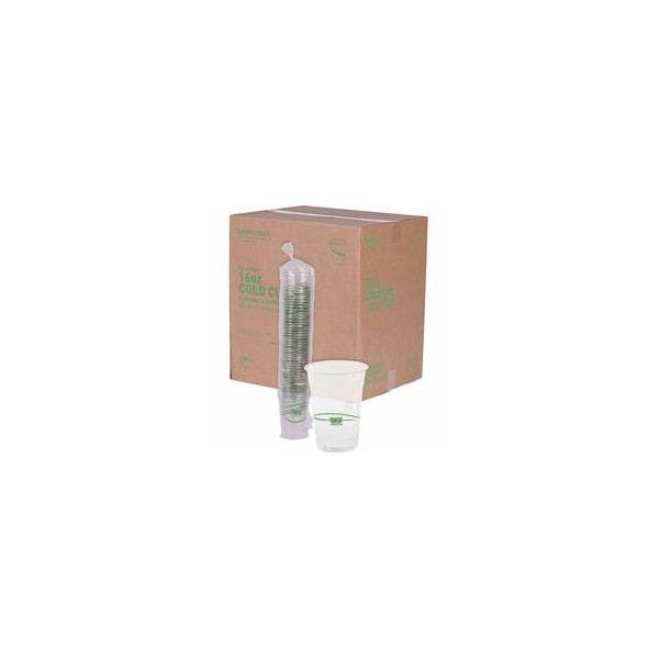 Eco-Products 16 oz GreenStripe Cold Cups - 16 fl oz - Clear, Green - Polylactic Acid (PLA) - Cold Drink, 20PK EPCC16GSA - main
