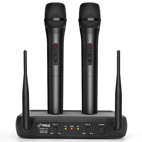 Pyle Pyle Channel Microphone System, Dual Frequency Wireless, 2 Mics, Receiver, for PA/Karaoke PDWM2135 - main