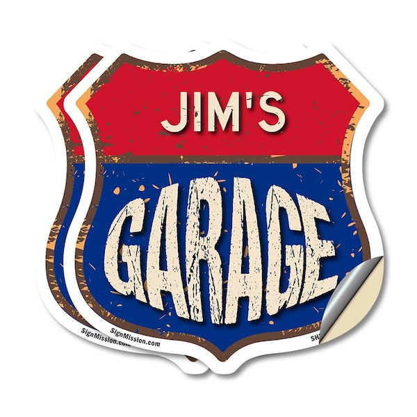 Signmission Jim's Garage, 12 inch X 12 inch, Vinyl Decal, 2PK SHI-D-2PACK-12-383-JIM - main