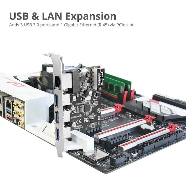 Siig ADDS THREE USB-A PORTS AND ONE GIGABIT ETHERNET PORT TO YOUR PCIE 2.0 ENABLED DE LB-US0614-S1 - main