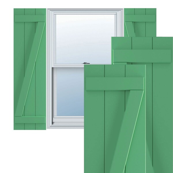 Ekena Millwork True Fit PVC, Three Board Joined Board-n-Batten Shutters w/Z-Bar, Lilly Pads , 16 1/8W x 32H, PR TFP102BBF16X032LP - main