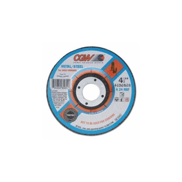 Cgw Abrasives Depressed Center Wheel, 4 1/2 in Dia, 1/8 in Thick, 5/8 in Arbor, Aluminum, 10PK 421-35613 - main