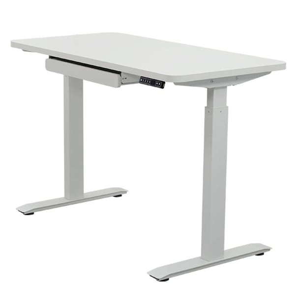 Motionwise Standing Desk, 24 in x48", Adjust Height 28" to 48", White Top, White Frame SDG48W - main
