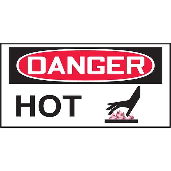 Accuform Hot Surface Sign, 1.5 in H x 3 in W, Adhesive Poly LEQM007VSP - main