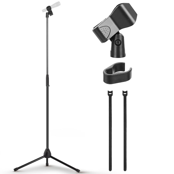 Pyle Tripod Microphone Stand, Height Adjustable from 39.37 in to 66.14 in, Mic Stand for Floor, Sturdy PMKS57 - main