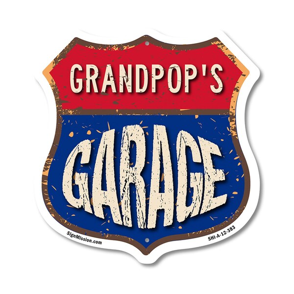 Signmission Grandpop's Garage, 12 Inch X 12 Inch, Aluminum Metal Sign SHI-A-12-383-GRANDPOP - main