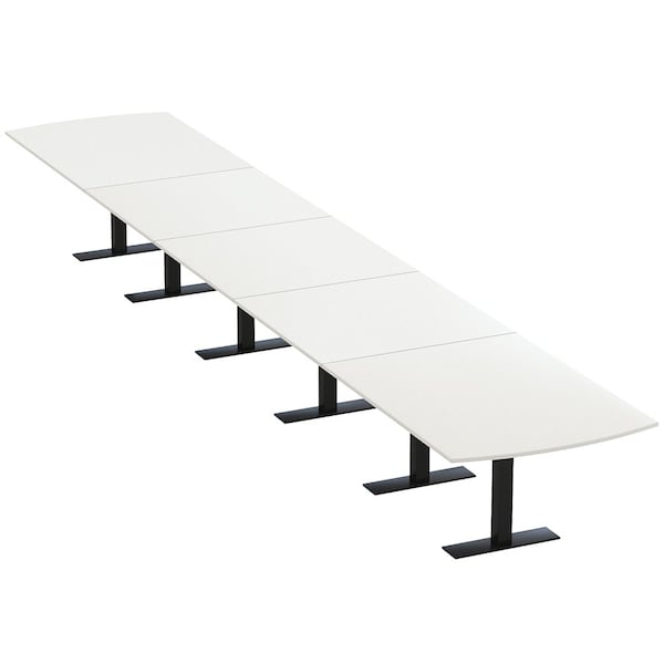 Skutchi Designs 22ft Conference Table W/ Power Unit | 22 Person Modular Arc Rectangle Meeting Table | Harmony Series HAR-AREC-48X264-T.BK-W960-NA - main