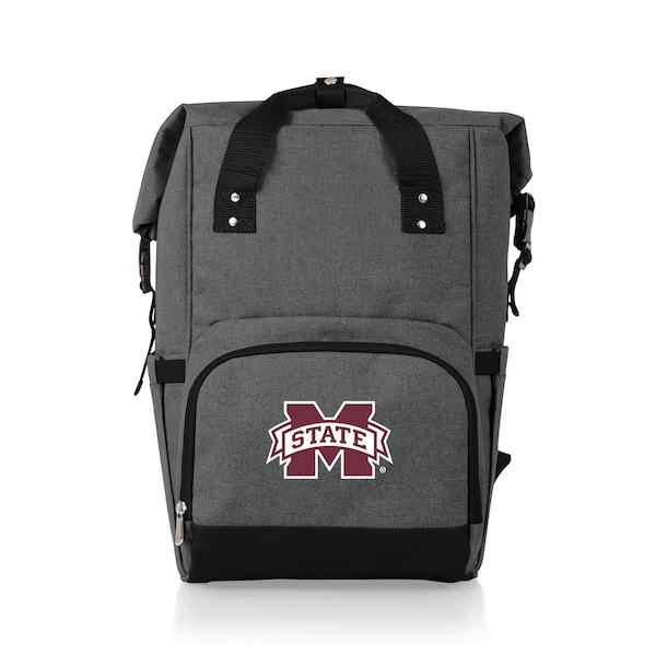 Picnic Time Family Of Brands NCAA Mississippi State Bulldogs On The Go Roll-Top Backpack CoolerHeathered Gray 616-00-105-386-0 - main