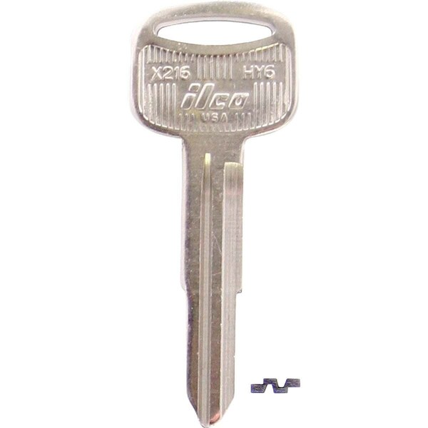 Kaba Ilco Hyundai Nickel Plated Automotive Key, HY6 / X216, 10PK AF01414002 - main