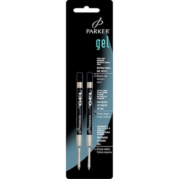 Parker Pen Gel, Refill, Rollr Ball, Med, Black, PK2 30525PP - main
