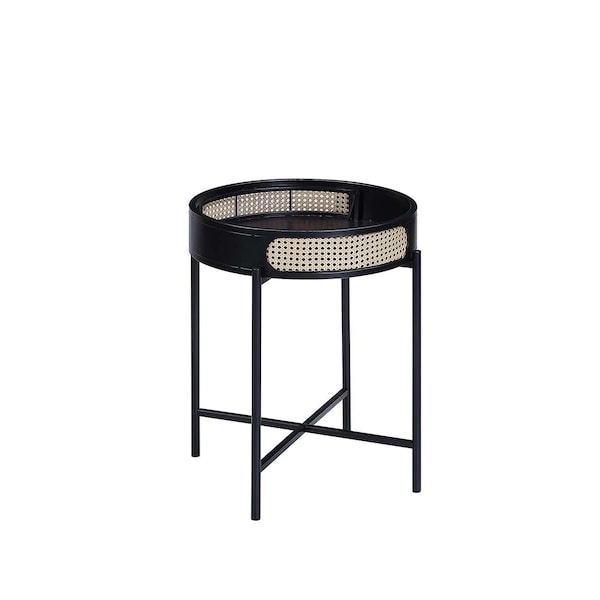 Homeroots 24" Black Melamine Veneer And Manufactured Wood Round End Table 486417 - main