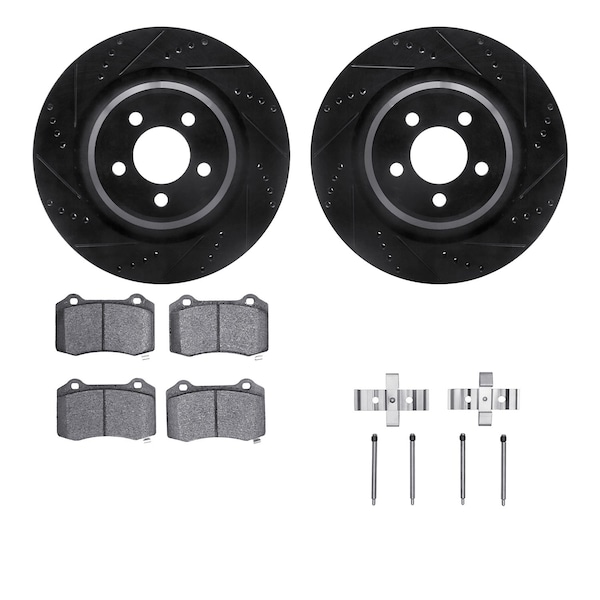 Dynamic Friction Co DFC Brake Rotor Drilled & Slotted - Black- w/Ultimate Duty Brake Pad & HW Kit 8412-39002 - main