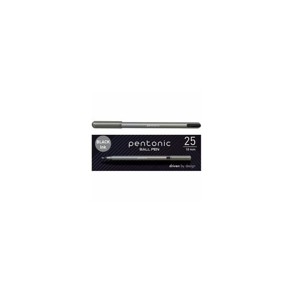 Pentonic Ballpoint Pen Set, 1 mm Pen Point, Black Ink, Nickel Silver Tip, 48PK PEN12128 - main