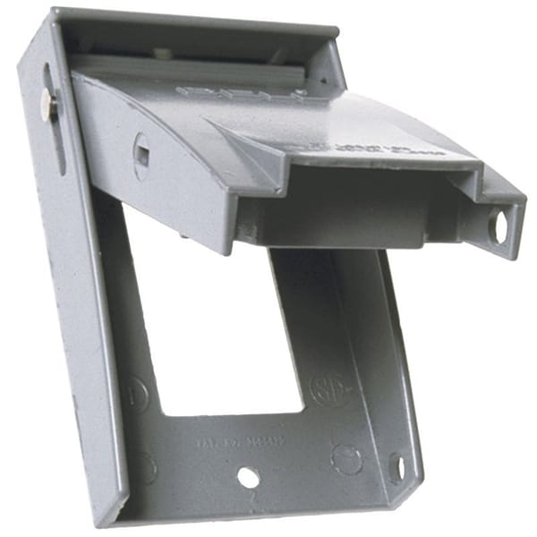 Hubbell Cover, 4-1/2 in L, 2-3/4 in W, Metal, Gray, Powder-Coated 5028-5 - main