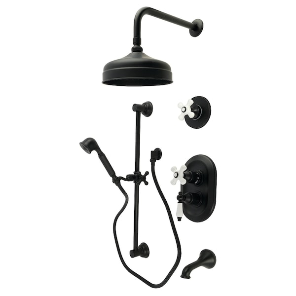 Kingston Brass Thermostatic Tub and Shower System, Matte Black KSK36300PX - main