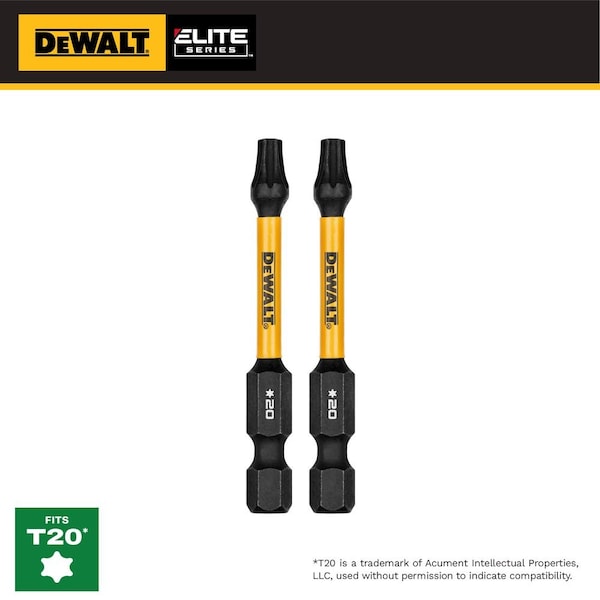 Dewalt Insert Bit, T20, Impact Rated, S2 Steel DWAF2TX20IR2 - main
