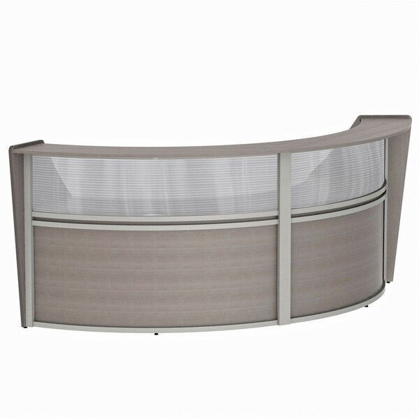 Linea Italia Curved Reception Desk 2 Units, Clear Panel, 124 inW x 49 inD, Ash ZUD316 - main