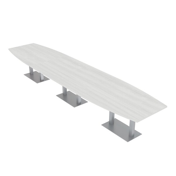 Skutchi Designs Boat Conference Table With Power Unit, 48 in W, 192 in L, White HAR-BOT-48x192-DOU-WA7976-NA - main