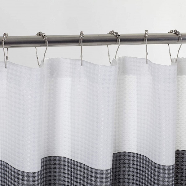 Homeroots 72" White And Black Striped Shower Curtain 484074 - main