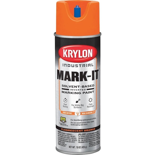 Krylon Mark-It Industrial SB Fluorescent Orange Inverted Marking Paint 730708 - main