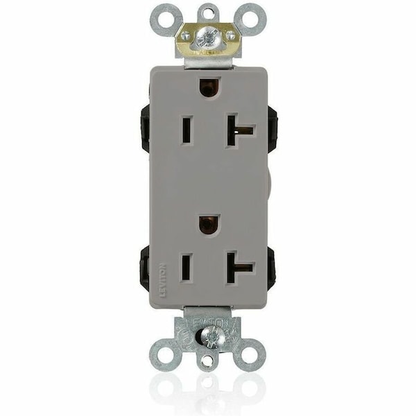 Leviton Commercial Grade Decora Receptacle, 20 Amp, 125 Volt M1636-GY - main