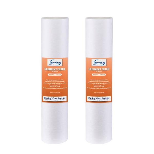 Ispring 10 Micron 10"x2.5" Standard Sediment Water Filter Replacement Cartridges, 2PK FP110X2 - main