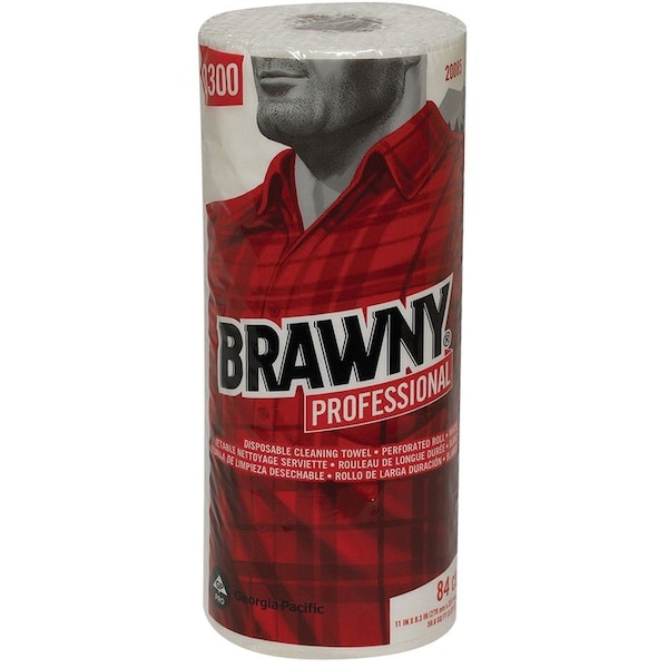 Brawny Dry Wipe Roll, Brawny D300, Poly Wrap, 60 ft, Double Recreped (DRC), 9 1/4 in x 11 in, White, 20 Pk 20085 - main