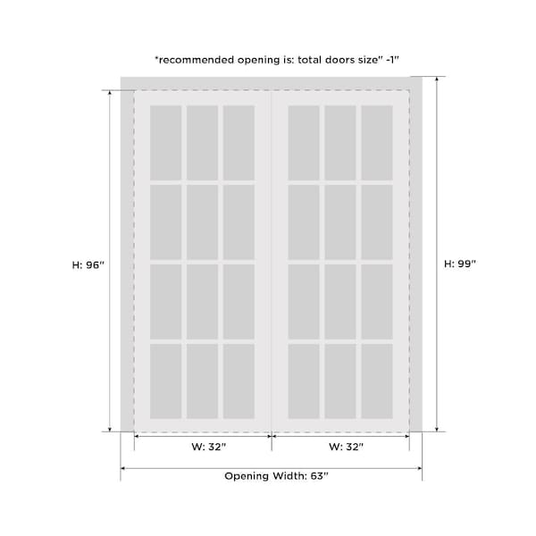 Sartodoors Closet Bypass Interior Door, 64" x 96", White QUADRO4117DBD-WS-6496 - main