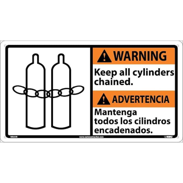 Nmc Warning Keep All Cylinders Chained Sign - Bilingual, WBA4R WBA4R - main