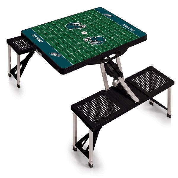 Picnic Time Family Of Brands Philadelphia Eagles - Football Field - Picnic Table Portable Folding Table with Seats, (Black) 811-00-175-245-2 - main