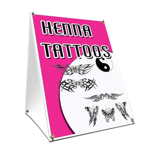 Signmission Henna Tattoos, 24 Inch x 18 Inch A-frame Yard Sign, Plastic Sign SBC-1824-Henna Tattoos - main