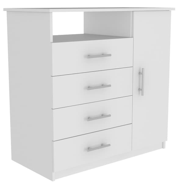 Homeroots 36" White Four Drawer Combo Dresser With Open Shelf 544044 - main