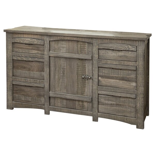 Homeroots 67" Gray Solid Wood Six Drawer Triple Dresser 524603 - main