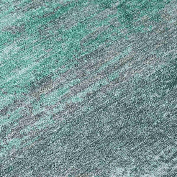 Homeroots 3' X 5' Teal Blue Gray And Pale Aqua Abstract Washable Indoor Outdoor Area Rug 630855 - main