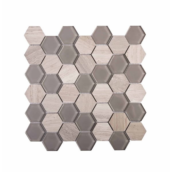 Apollo Tile Wooden Gray 12x12 Glass Marble Polished Floor and Wall Mosaic Tile 4.92 sqft/case, 5PK APLBL8803WGA - main