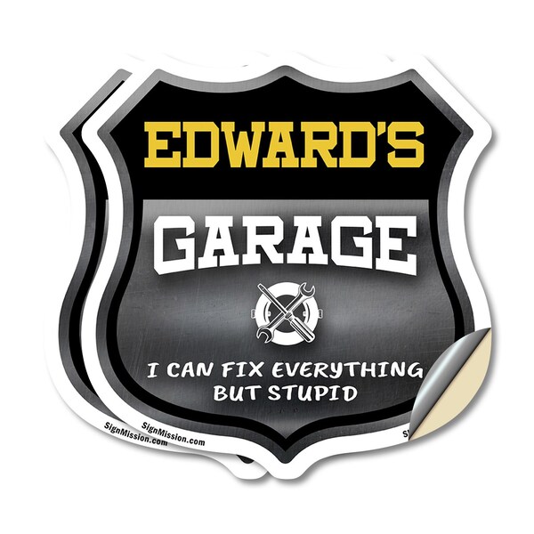 Signmission Edward's Garage I Can Fix Everything But Stupid, 4 inch X 4 inch, Vinyl Decal, 2PK SHI-D-2PACK-4-490-EDWARD - main