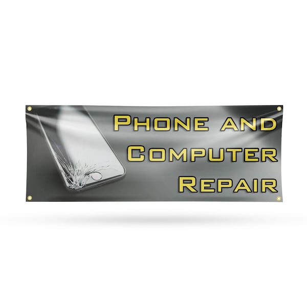Signmission Phone and Computer Repair, 18 Inch x 48 Inch, Vinyl Banner B-30787 - main