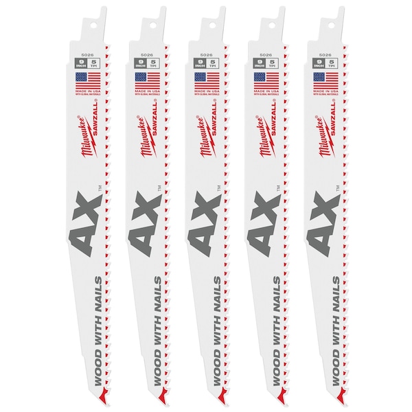 Milwaukee Tool 9" 5 TPI The Ax Sawzall Blade (25 Pk) 48-00-8026 - main