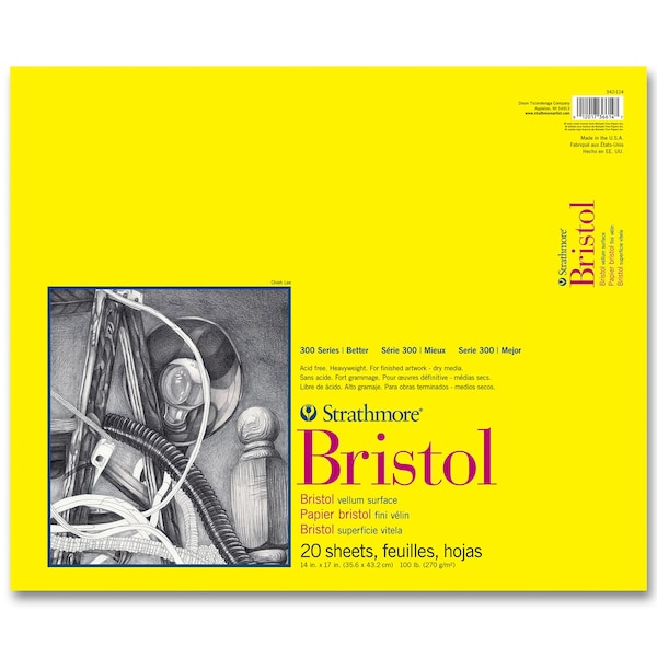 Strathmore 300 Series Bristol Pad, Vellum Finish, Tape Binding, 20 Sheet, 14x17 inch P342-114-1 - main