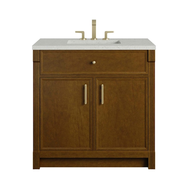 James Martin Vanities Bellshire 36" Single Vanity, Honey Oak w/ 3 CM Lime Delight Silestone Top 660-V36-HNO-3LDL - main