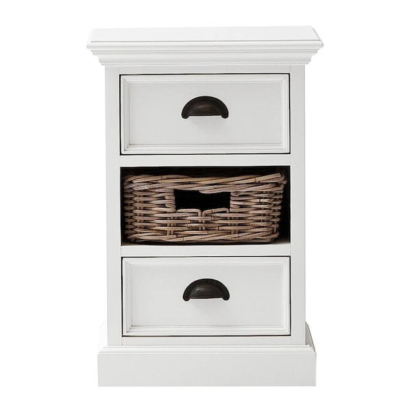 Homeroots 24" White Solid Wood Two Drawer Nightstand 397615 - main