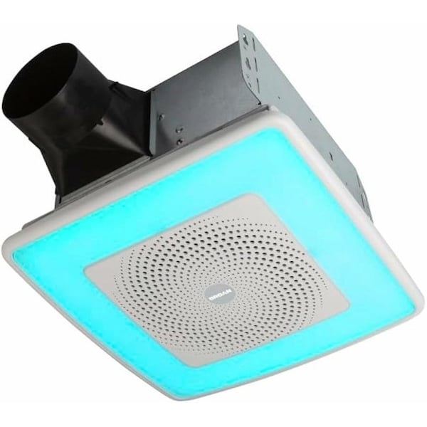 Nutone ChromaComfort Exhaust Fan With Speaker, 0.4 A, 120 V, 110 cfm Air, 1.5 sones, LED Lamp, White SPK110RGBL - main
