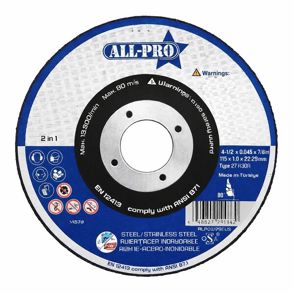 Cooper Lighting Cut-Off Wheel 4 1/2", 1/8", 7/8", A30Q, T27, 25PK ALPCW29023 - main